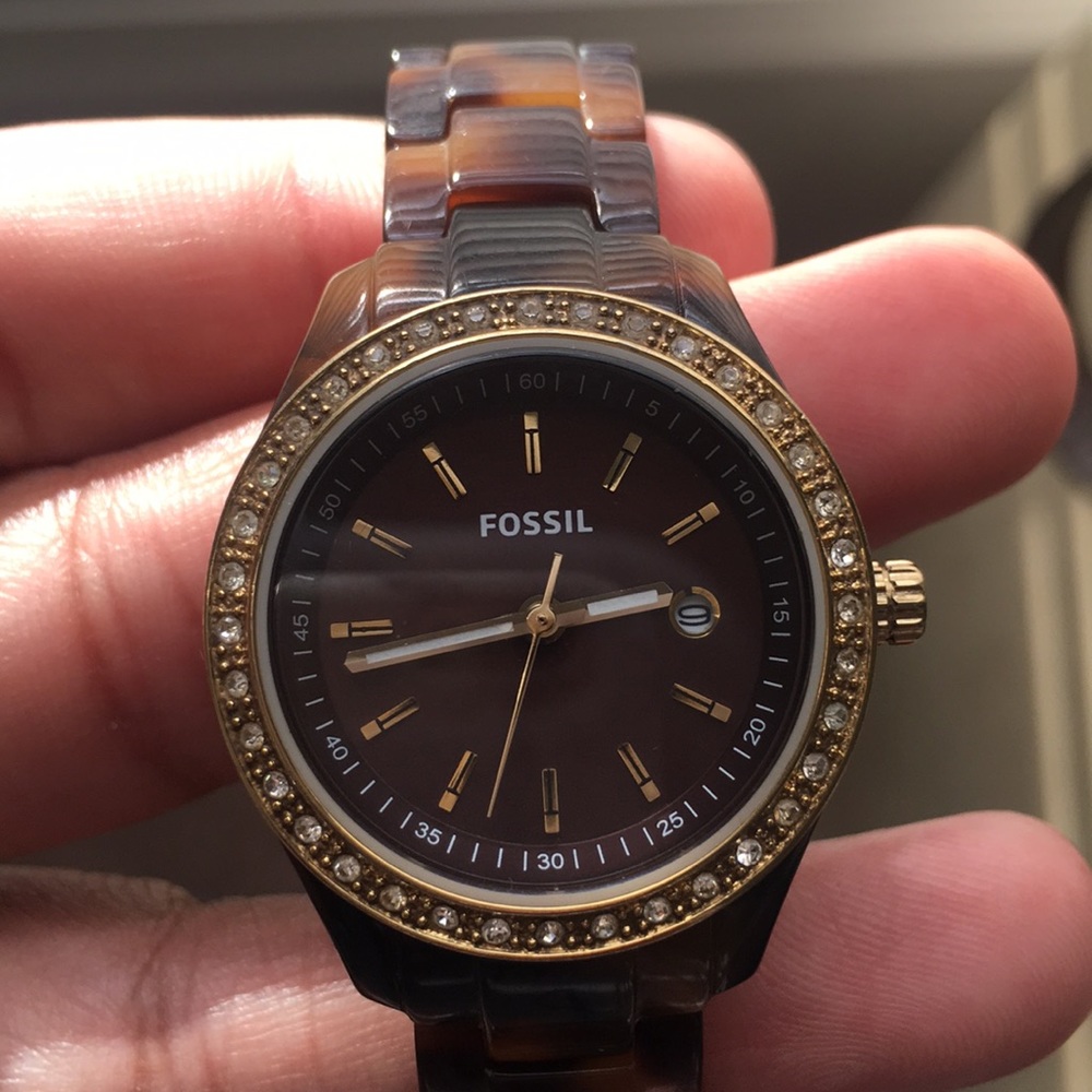 Tortoise Women Fossil Watch